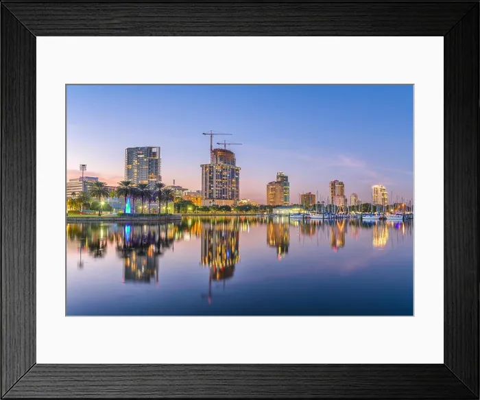 Framed Print : St. Petersburg, Florida, USA skyline on the water at sunset Framed Print : St. Petersburg, Florida, USA skyline on the water at sunset