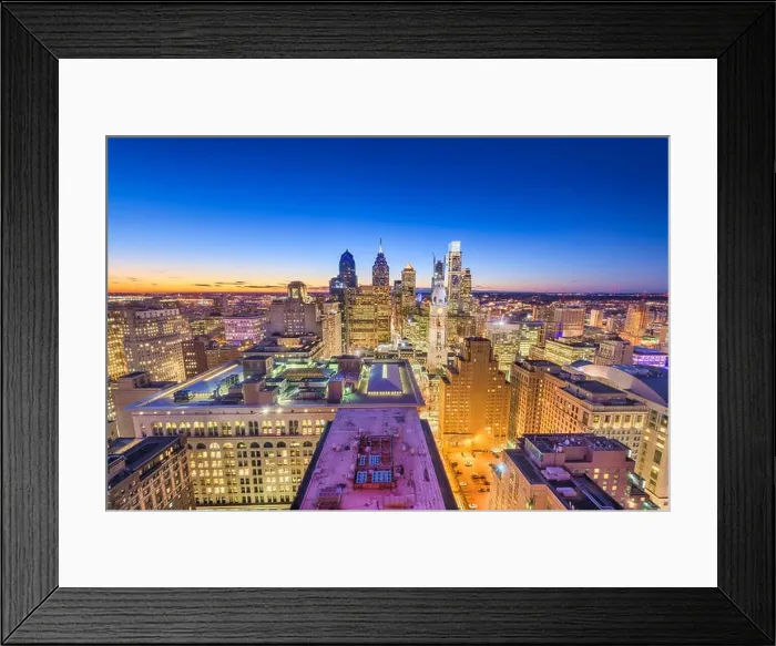 Framed Print : Philadelphia, Pennsylvania, USA downtown city skyline from above at twilight Framed Print : Philadelphia, Pennsylvania, USA downtown city skyline from above at twilight