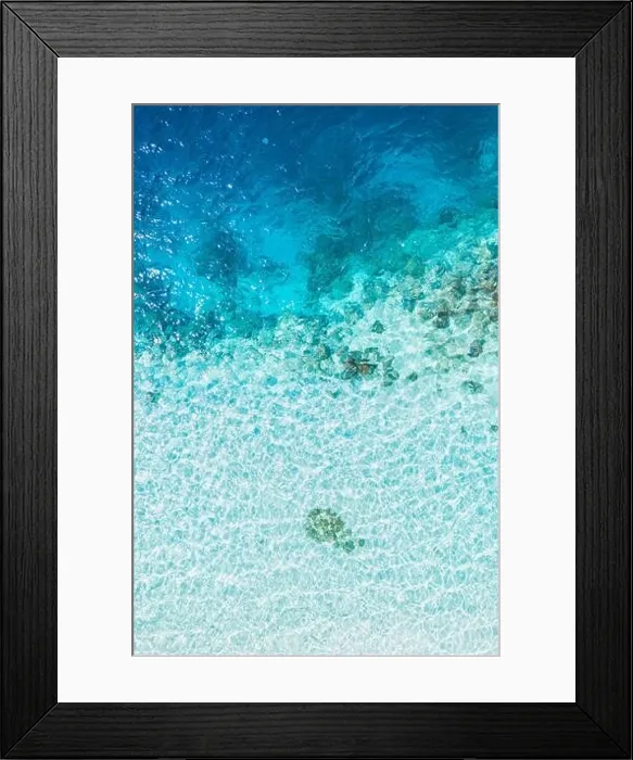 Framed Print : Top view aerial drone photo of one of the most beautiful beaches in the world, incredibly beautiful blue water, top view of coral reef, shoreline Framed Print : Top view aerial drone photo of one of the most beautiful beaches in the world, incredibly beautiful blue water, top view of coral reef, shoreline
