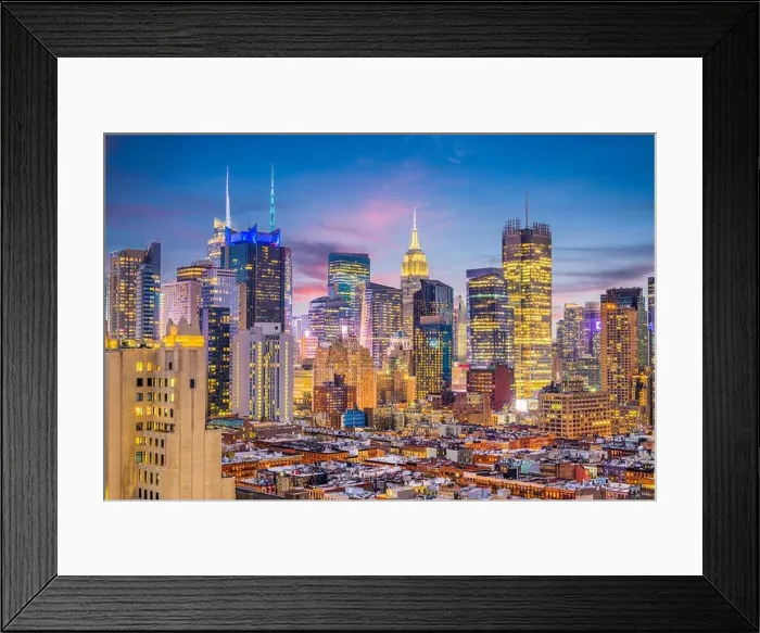Framed Print : New York, New York, USA midtown Manhattan cityscape from Hell's Kitchen at dusk Framed Print : New York, New York, USA midtown Manhattan cityscape from Hell's Kitchen at dusk