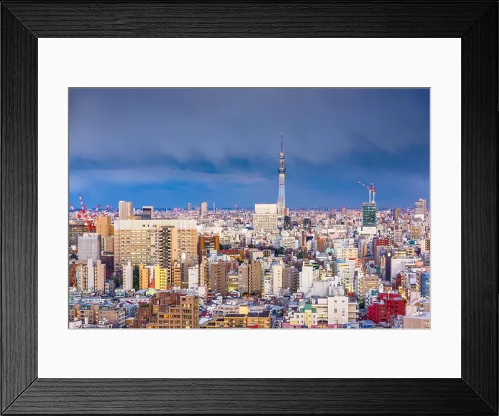 Framed Print : Tokyo, Japan city skyline over Asakusa at twilight Framed Print : Tokyo, Japan city skyline over Asakusa at twilight