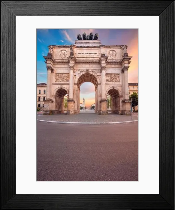Framed Print : Munich, Germany. Cityscape image of Munich, Bavaria, Germany with the Siegestor at summer sunset