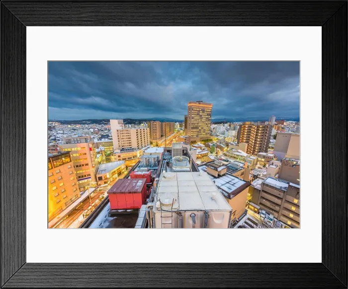 Framed Print : Kanazawa, Japan downtown rooftop cityscape at dusk Framed Print : Kanazawa, Japan downtown rooftop cityscape at dusk