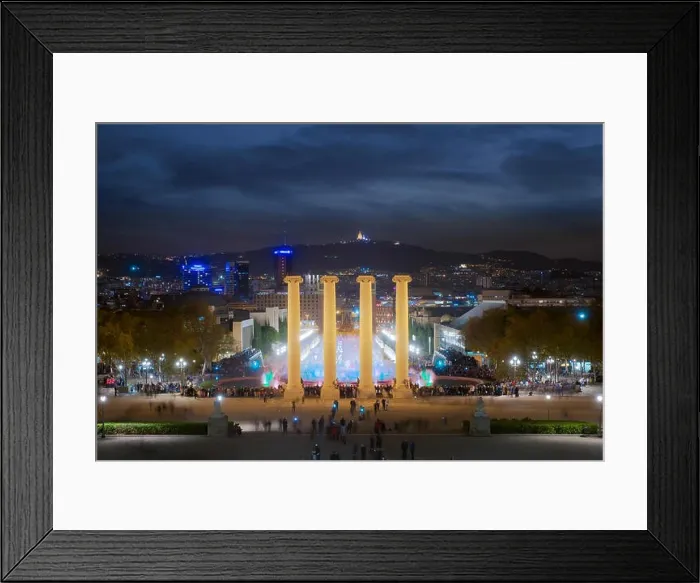 Framed Print : Magic Fountain in Barcelona and statue in palace in Barcelona city, spain Framed Print : Magic Fountain in Barcelona and statue in palace in Barcelona city, spain