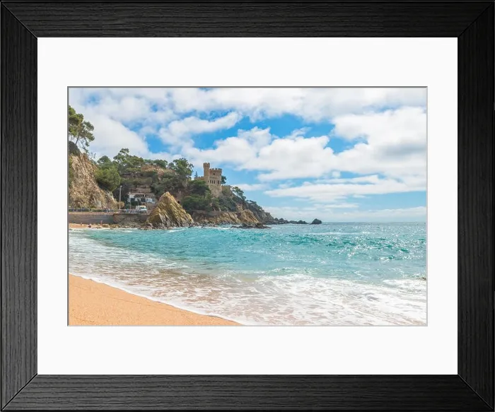 Framed Print : Lloret de Mar Castell Plaja at Sa Caleta beach in costa Brava of Catalonia, Spain Framed Print : Lloret de Mar Castell Plaja at Sa Caleta beach in costa Brava of Catalonia, Spain