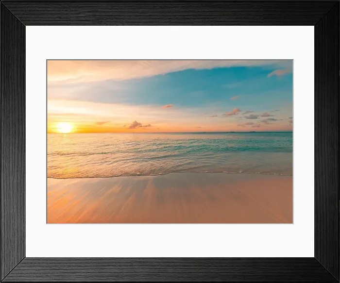 Framed Print : Sea sand sky concept, sunset colors clouds, horizon, horizontal background banner. Inspirational nature landscape, beautiful colors, wonderful scenery Framed Print : Sea sand sky concept, sunset colors clouds, horizon, horizontal background banner. Inspirational nature landscape, beautiful colors, wonderful scenery