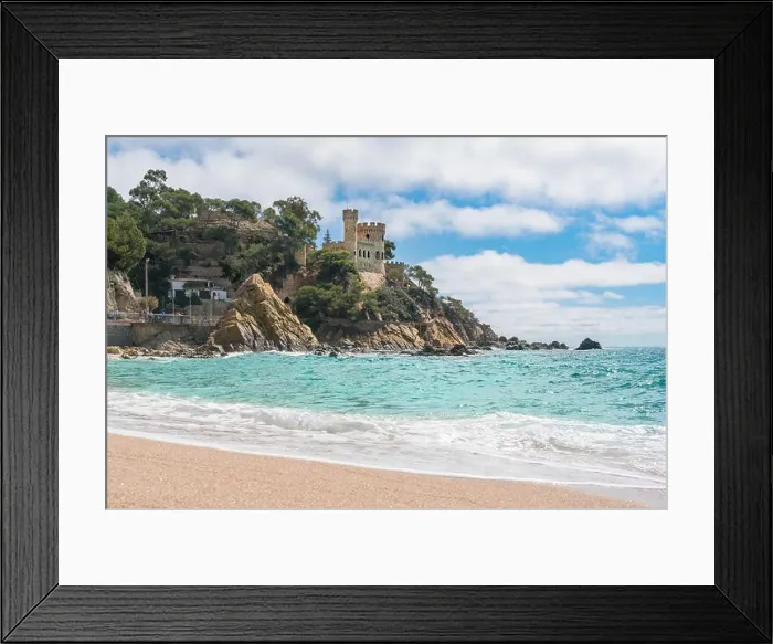 Framed Print : Lloret de Mar Castell Plaja at Sa Caleta beach in costa Brava of Catalonia, Spain Framed Print : Lloret de Mar Castell Plaja at Sa Caleta beach in costa Brava of Catalonia, Spain