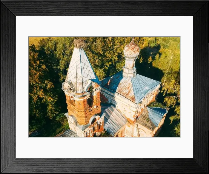 Framed Print : Martinovo, Beshenkovichsky District, Vitebsk Region, Belarus. Bird's-eye View Of Church Of The Intercession Of The Most Holy Theotokos. Aerial View Of Framed Print : Martinovo, Beshenkovichsky District, Vitebsk Region, Belarus. Bird's-eye View Of Church Of The Intercession Of The Most Holy Theotokos. Aerial View Of