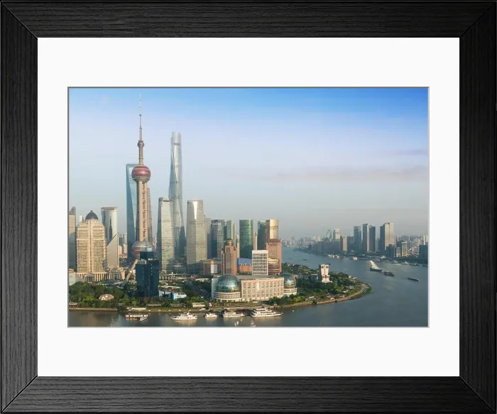 Framed Print : Shanghai skyline city scape, Shanghai luajiazui finance and business district trade zone skyline, Shanghai China