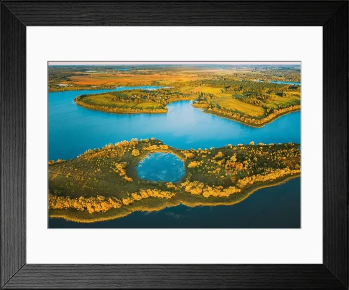 Framed Print : Lyepyel District, Lepel Lake, Beloozerny District, Vitebsk Region. Aerial View Of Residential Area With Houses In Countryside. Top View Of European Framed Print : Lyepyel District, Lepel Lake, Beloozerny District, Vitebsk Region. Aerial View Of Residential Area With Houses In Countryside. Top View Of European