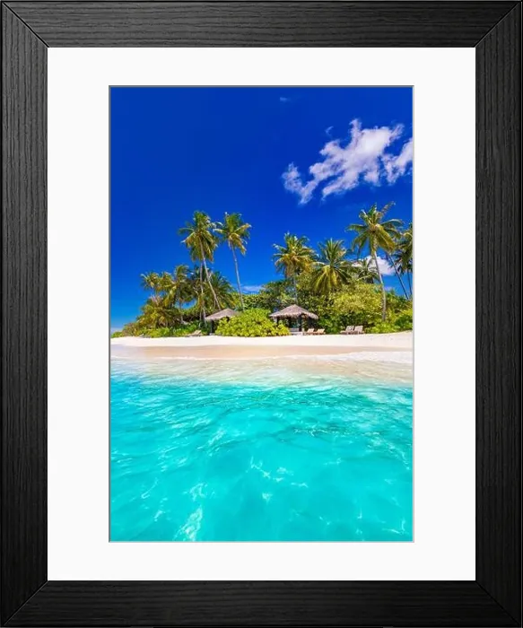 Framed Print : Tranquil beach scene. Sunny exotic tropical beach landscape for background or wallpaper. Design of summer vacation holiday concept. Luxury travel view Framed Print : Tranquil beach scene. Sunny exotic tropical beach landscape for background or wallpaper. Design of summer vacation holiday concept. Luxury travel view