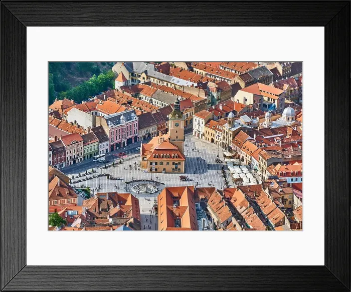 Framed Print : Aerial view of the Brasov Old Town, Transylvania, Romania Framed Print : Aerial view of the Brasov Old Town, Transylvania, Romania