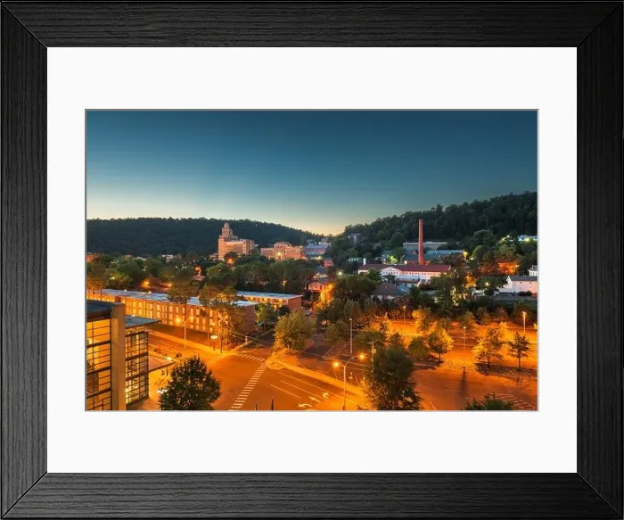 Framed Print : Hot Springs, Arkansas, USA town skyline from above at dawn Framed Print : Hot Springs, Arkansas, USA town skyline from above at dawn