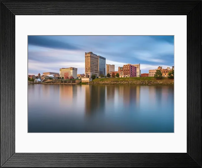 Framed Print : Charleston, West Virginia, USA downtown skyline on the Kanawha River at dusk Framed Print : Charleston, West Virginia, USA downtown skyline on the Kanawha River at dusk