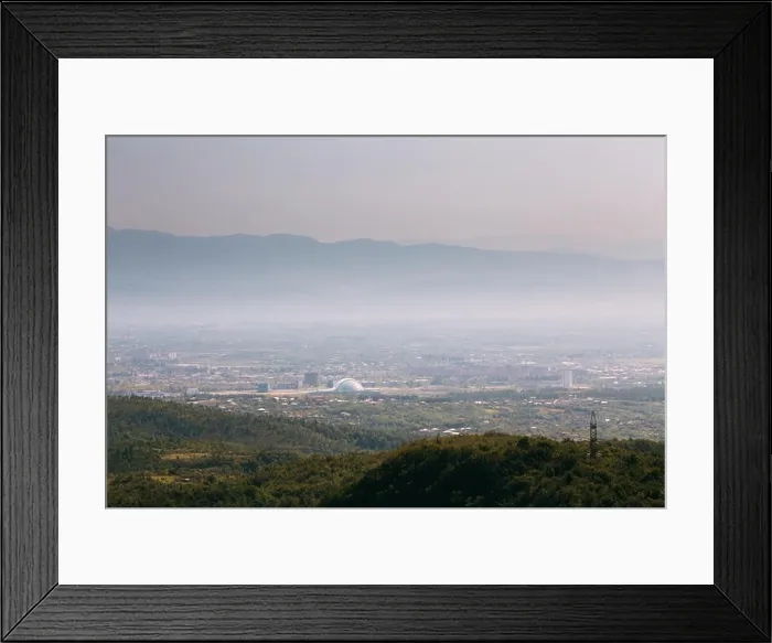 Framed Print : Kutaisi, Georgia. New Building Of Parliament Of Georgia. Autumn Cityscape In Sunny Day