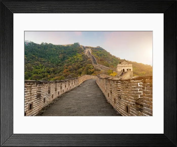Framed Print : China The great wall distant view compressed towers and wall segments autumn season in mountains near Beijing ancient chinese fortification military l Framed Print : China The great wall distant view compressed towers and wall segments autumn season in mountains near Beijing ancient chinese fortification military l