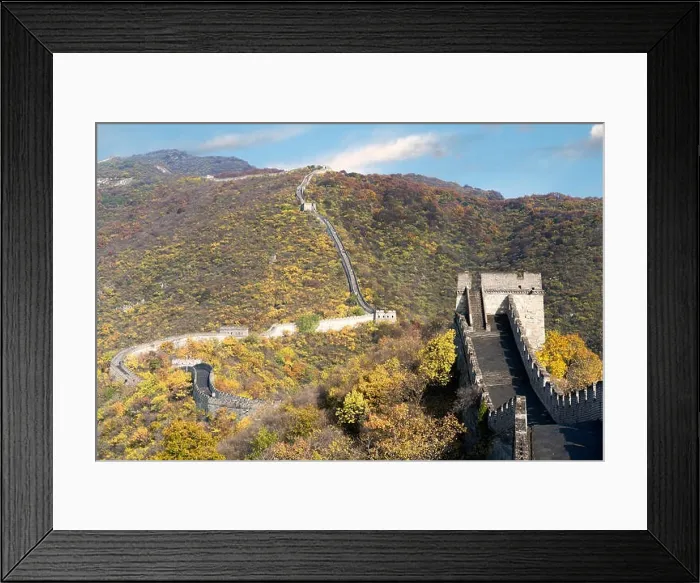 Framed Print : China The great wall distant view compressed towers and wall segments autumn season in mountains near Beijing ancient chinese fortification military l Framed Print : China The great wall distant view compressed towers and wall segments autumn season in mountains near Beijing ancient chinese fortification military l