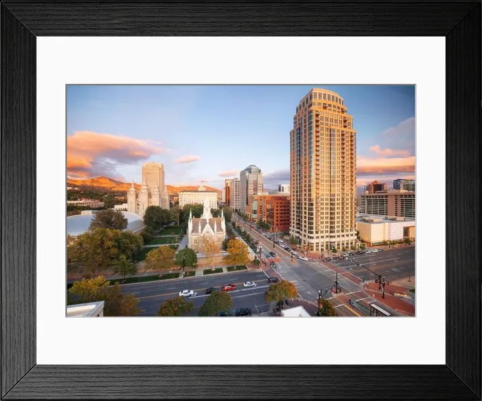 Framed Print : Salt Lake City, Utah, USA downtown cityscape over Temple Square at dusk Framed Print : Salt Lake City, Utah, USA downtown cityscape over Temple Square at dusk