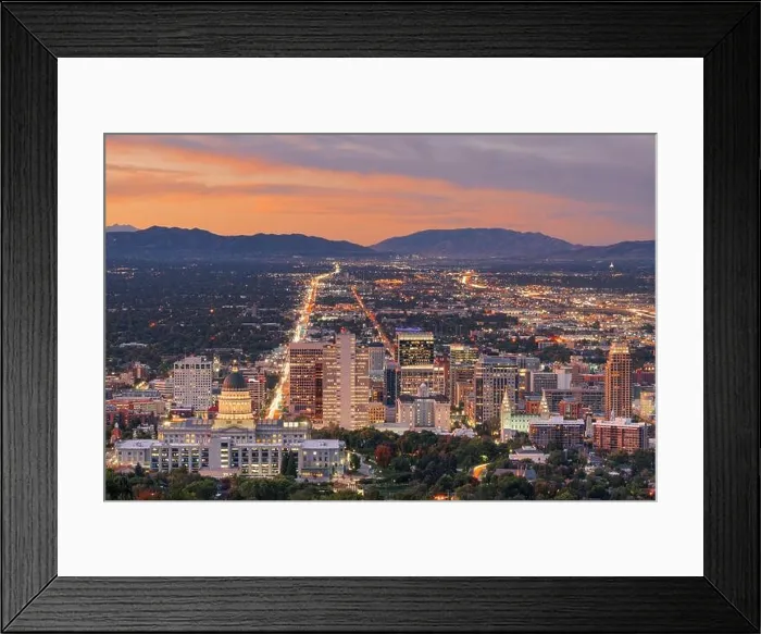 Framed Print : Salt Lake City, Utah, USA downtown city skyline at dusk Framed Print : Salt Lake City, Utah, USA downtown city skyline at dusk