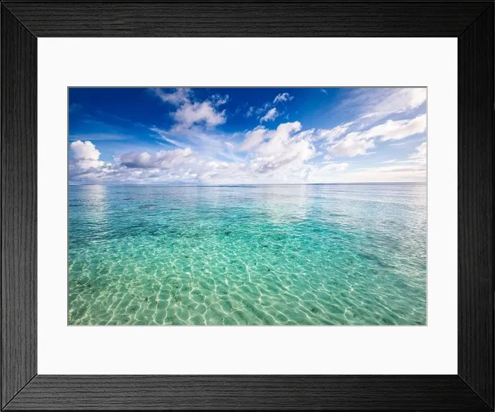 Framed Print : Relaxing seascape with wide horizon of the sky and the sea. Tropical ocean view, calm, tranquil lagoon, shallow water, horizon. Inspire nature Framed Print : Relaxing seascape with wide horizon of the sky and the sea. Tropical ocean view, calm, tranquil lagoon, shallow water, horizon. Inspire nature