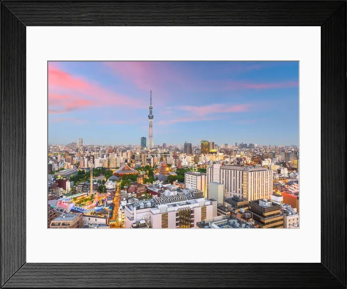 Framed Print : Tokyo, Japan city skyline over Asakusa at twilight Framed Print : Tokyo, Japan city skyline over Asakusa at twilight