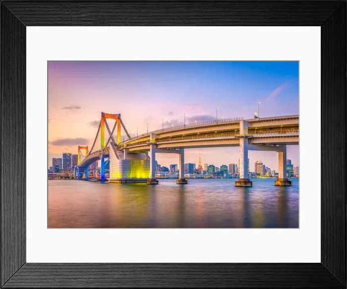 Framed Print : Tokyo, Japan at Rainbow Bridge spanning the bay at twilight Framed Print : Tokyo, Japan at Rainbow Bridge spanning the bay at twilight