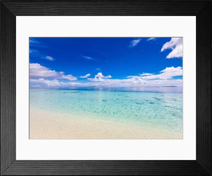 Framed Print : Relaxing seascape with wide horizon of the sky and the sea. Tropical ocean view, calm, tranquil lagoon, shallow water, horizon. Inspire nature Framed Print : Relaxing seascape with wide horizon of the sky and the sea. Tropical ocean view, calm, tranquil lagoon, shallow water, horizon. Inspire nature