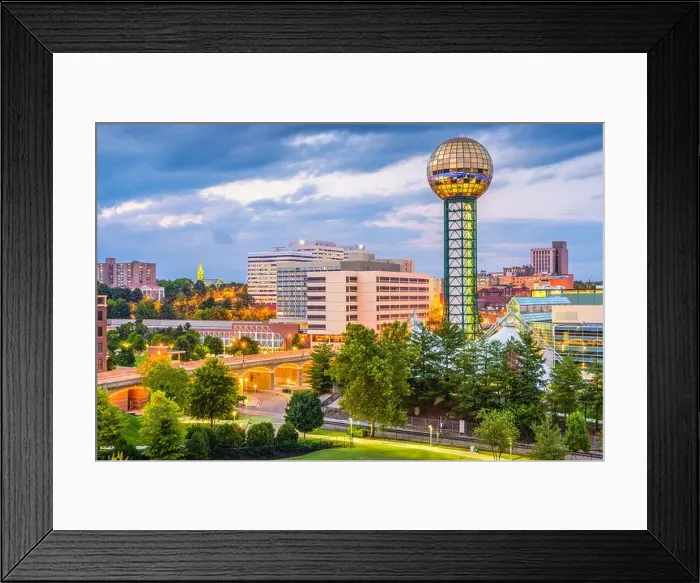 Framed Print : Knoxville, Tennessee, USA downtown skyline at twilight Framed Print : Knoxville, Tennessee, USA downtown skyline at twilight