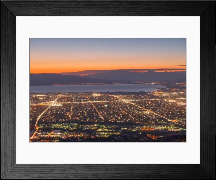 Framed Print : Provo, Utah, USA view of downtown from the lookout during dusk Framed Print : Provo, Utah, USA view of downtown from the lookout during dusk