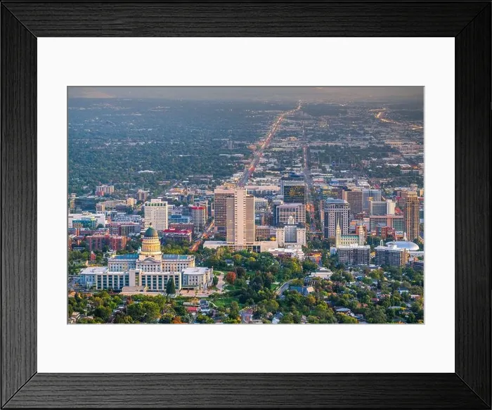 Framed Print : Salt Lake City, Utah, USA downtown city skyline at dusk Framed Print : Salt Lake City, Utah, USA downtown city skyline at dusk