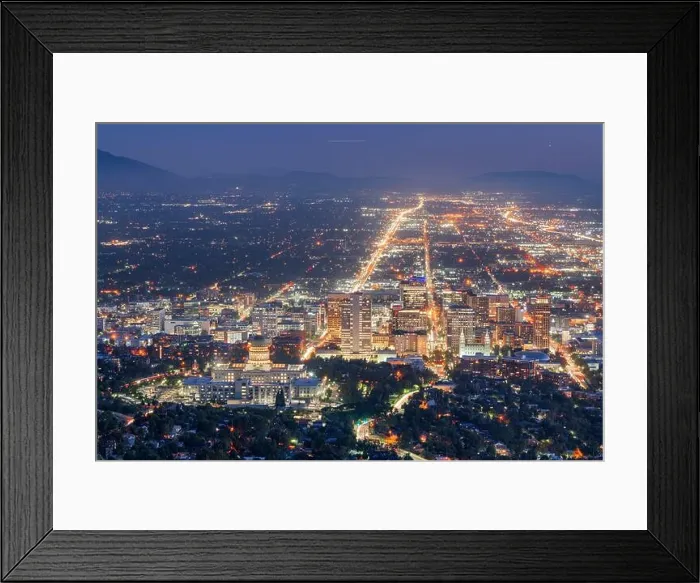 Framed Print : Salt Lake City, Utah, USA downtown city skyline at dusk Framed Print : Salt Lake City, Utah, USA downtown city skyline at dusk