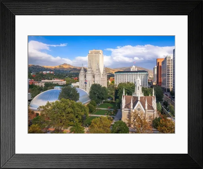 Framed Print : Salt Lake City, Utah, USA downtown cityscape over Temple Square Framed Print : Salt Lake City, Utah, USA downtown cityscape over Temple Square
