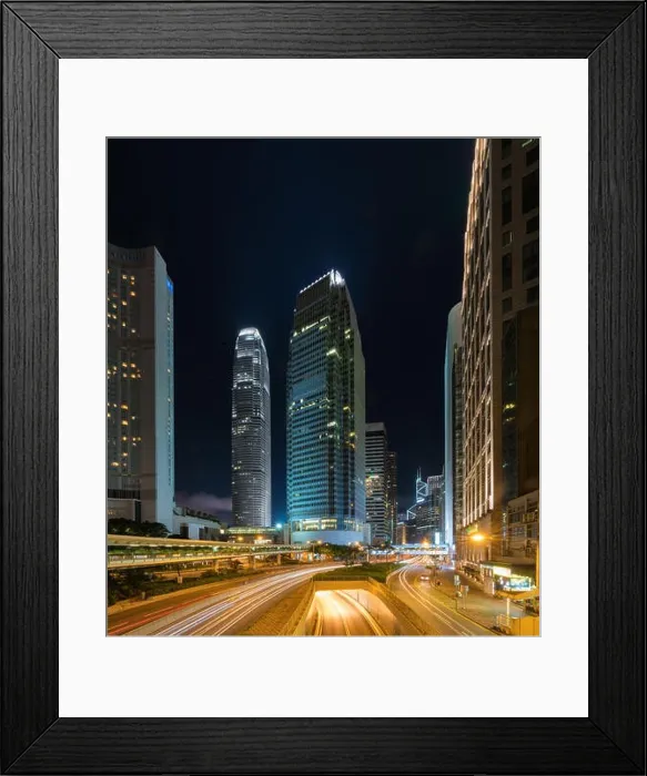 Framed Print : Night busy traffic in Hong Kong downtown city. Asia Framed Print : Night busy traffic in Hong Kong downtown city. Asia