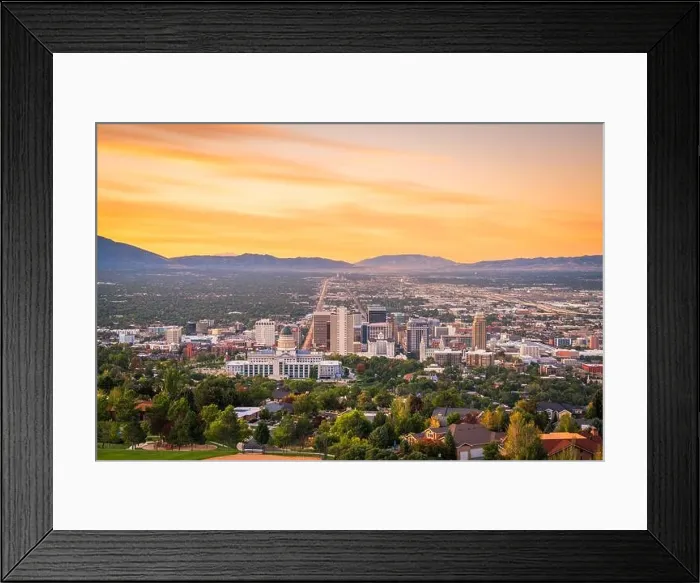 Framed Print : Salt Lake City, Utah, USA downtown city skyline at dusk Framed Print : Salt Lake City, Utah, USA downtown city skyline at dusk