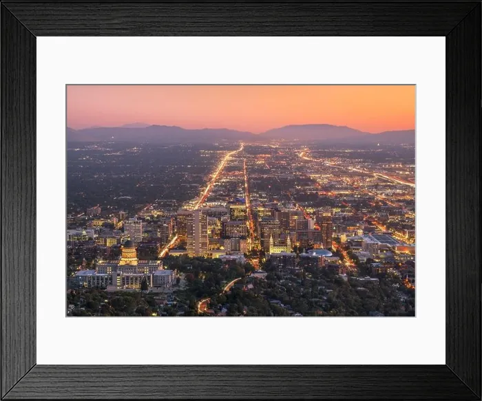 Framed Print : Salt Lake City, Utah, USA downtown city skyline at dusk Framed Print : Salt Lake City, Utah, USA downtown city skyline at dusk