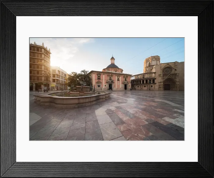 Framed Print : Square of the Virgin Saint Mary, Valencia Cathedral, Basilica of Virgen the Helpless in morning at Valencia, Spain Framed Print : Square of the Virgin Saint Mary, Valencia Cathedral, Basilica of Virgen the Helpless in morning at Valencia, Spain