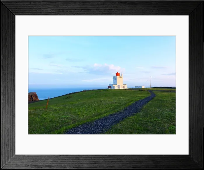Framed Print : White lighthouse at Cape Dyrholaey Framed Print : White lighthouse at Cape Dyrholaey