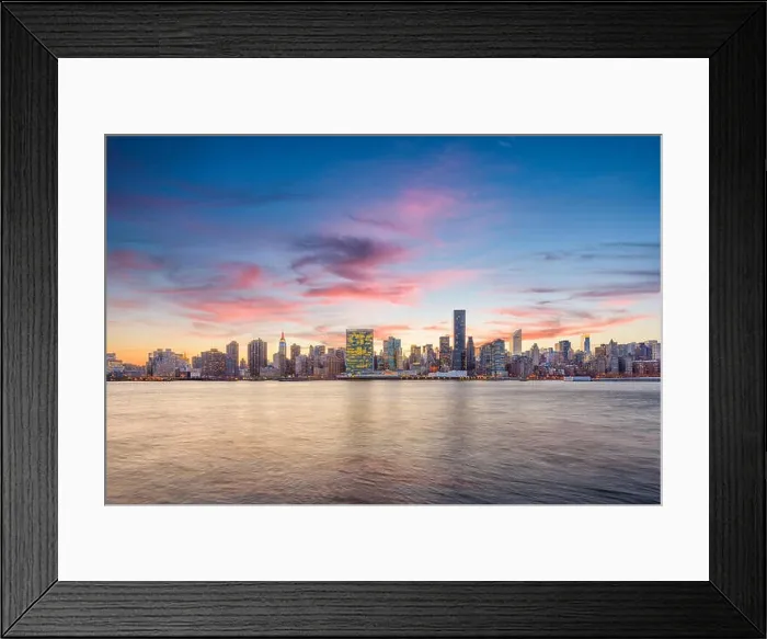 Framed Print : New York, New York, USA city skyline from across the East River at dusk
