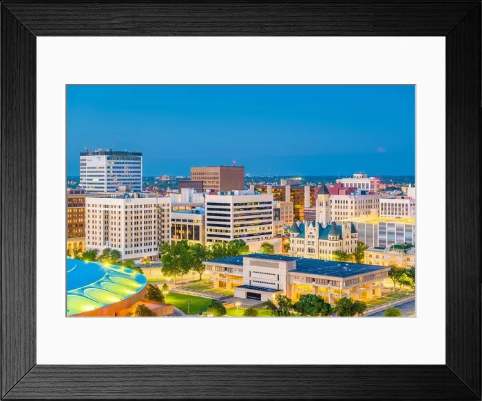 Framed Print : Wichita, Kansas, USA downtown skyline at dusk Framed Print : Wichita, Kansas, USA downtown skyline at dusk