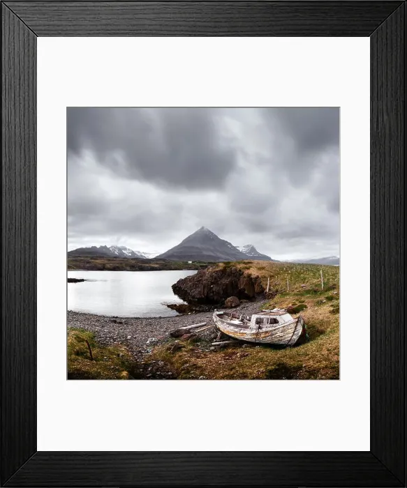 Framed Print : Typical Iceland landscape with ship Framed Print : Typical Iceland landscape with ship