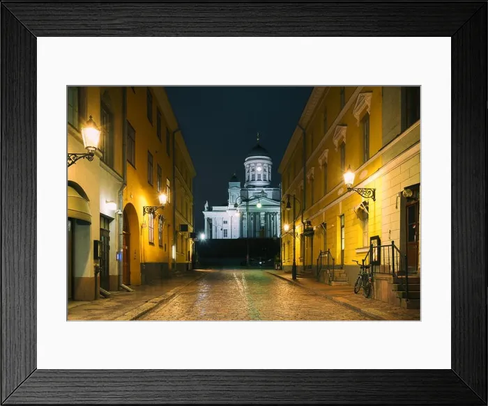 Framed Print : Helsinki, Finland. Famous Landmark In Finland Capital - Senate Square With Lutheran Cathedral And Monument To Russian Emperor Alexander II At Summer N
