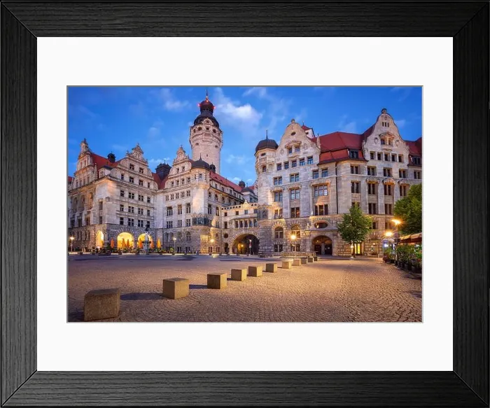 Framed Print : Leipzig, Germany. Cityscape image of Leipzig, Germany with New Town Hall at twilight blue hour Framed Print : Leipzig, Germany. Cityscape image of Leipzig, Germany with New Town Hall at twilight blue hour