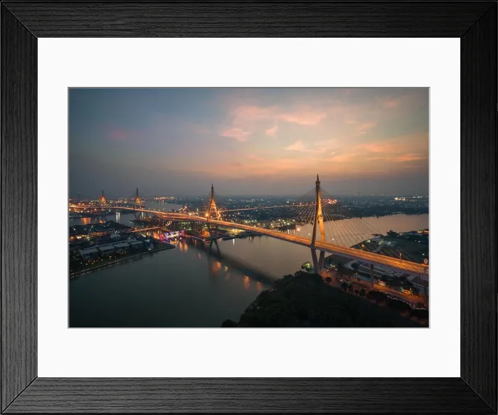 Framed Print : Bhumibol Bridge also known as the Industrial Ring Road Bridge is part of the Industrial Ring Road connecting southern Bangkok with Samut Prakan Provin Framed Print : Bhumibol Bridge also known as the Industrial Ring Road Bridge is part of the Industrial Ring Road connecting southern Bangkok with Samut Prakan Provin