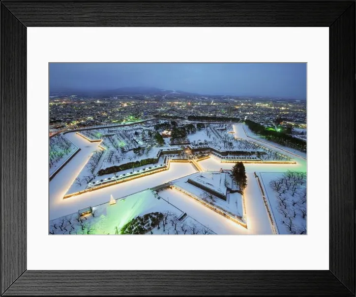Framed Print : Hakodate, Japan at Fort Goryokaku in winter Framed Print : Hakodate, Japan at Fort Goryokaku in winter