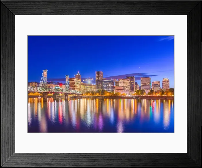 Framed Print : Portland, Oregon, USA skyline at dusk on the Willamette River Framed Print : Portland, Oregon, USA skyline at dusk on the Willamette River