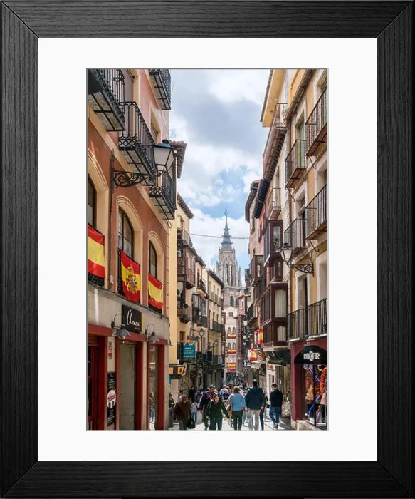 Framed Print : Toledo, Spain - April 15, 2018 : Many tourist sightseeing ancient city Toledo in Castilla la Mancha with Santa Iglesia Catedral Framed Print : Toledo, Spain - April 15, 2018 : Many tourist sightseeing ancient city Toledo in Castilla la Mancha with Santa Iglesia Catedral