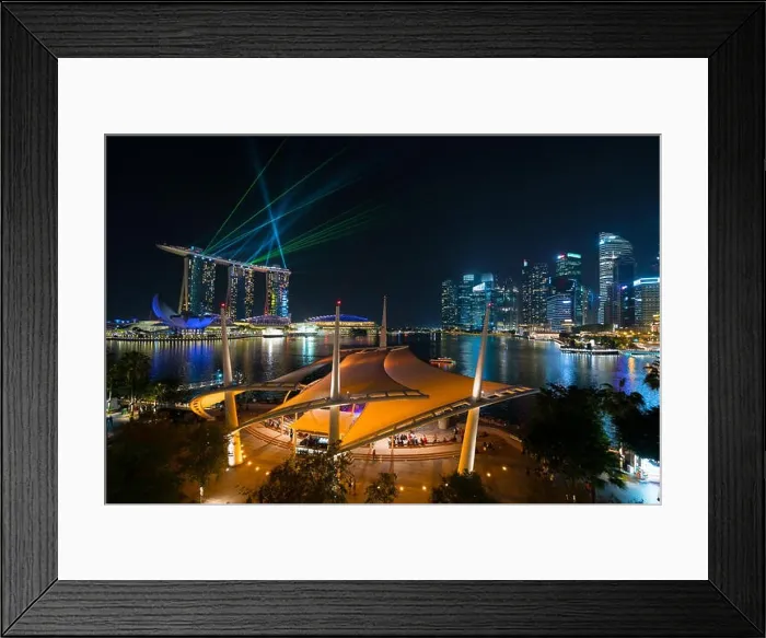 Framed Print : Singapore Marina bay at night, Singapore city with light show is famous and beautiful show Framed Print : Singapore Marina bay at night, Singapore city with light show is famous and beautiful show