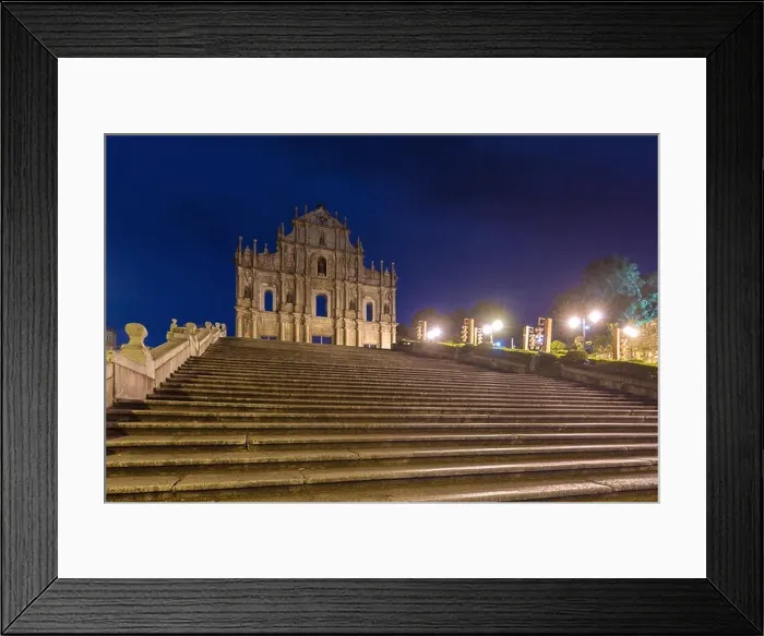 Framed Print : Ruins of St. Paul's. Built from 1602 to 1640, one of Macau's best known landmarks. In 2005, they were officially listed as part of the Historic Centre Framed Print : Ruins of St. Paul's. Built from 1602 to 1640, one of Macau's best known landmarks. In 2005, they were officially listed as part of the Historic Centre