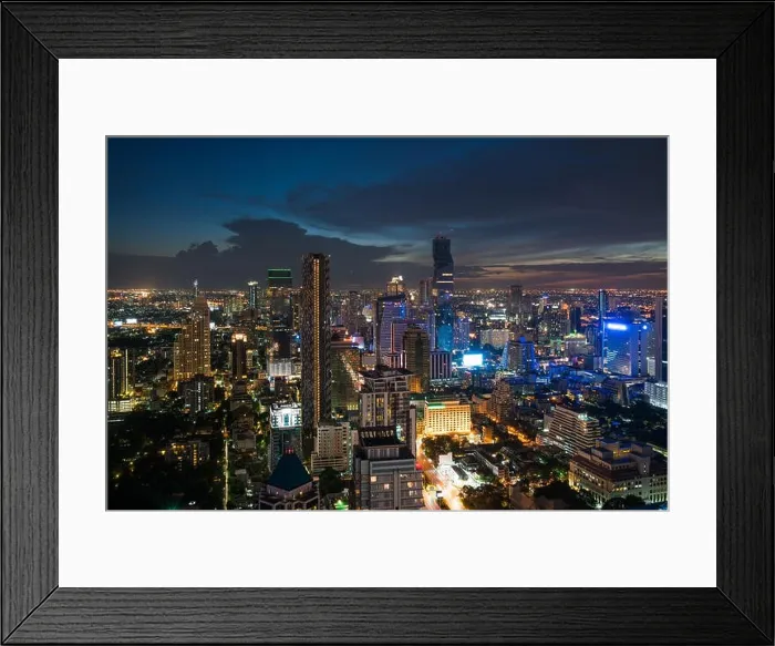 Framed Print : Modern building in Bangkok business district at Bangkok city with skyline in night, Thailand Framed Print : Modern building in Bangkok business district at Bangkok city with skyline in night, Thailand