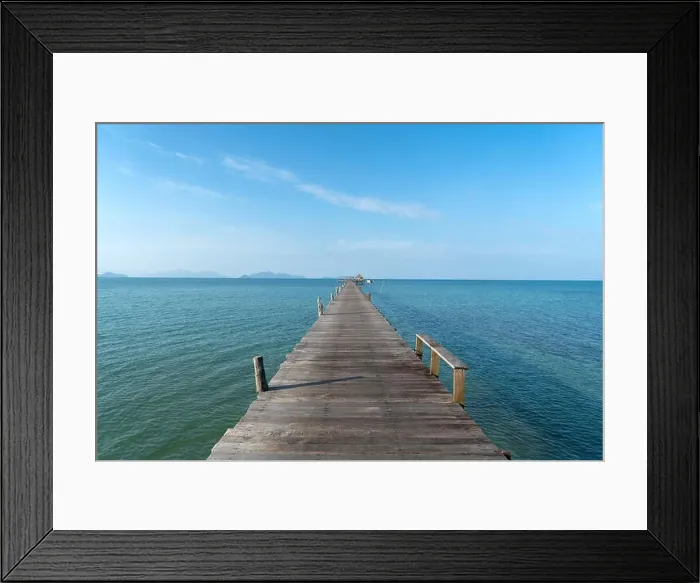 Framed Print : Wooden pier in Phuket, Thailand. Summer, Travel, Vacation and Holiday concept Framed Print : Wooden pier in Phuket, Thailand. Summer, Travel, Vacation and Holiday concept